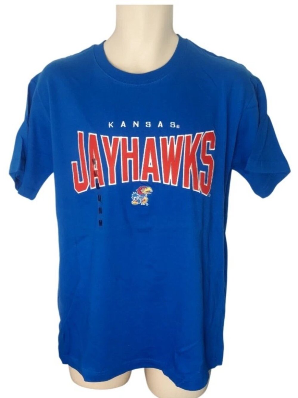KANSAS JAYHAWKS T Shirt Size Medium Blue Embroidered Logo Cotton Tee New OVB